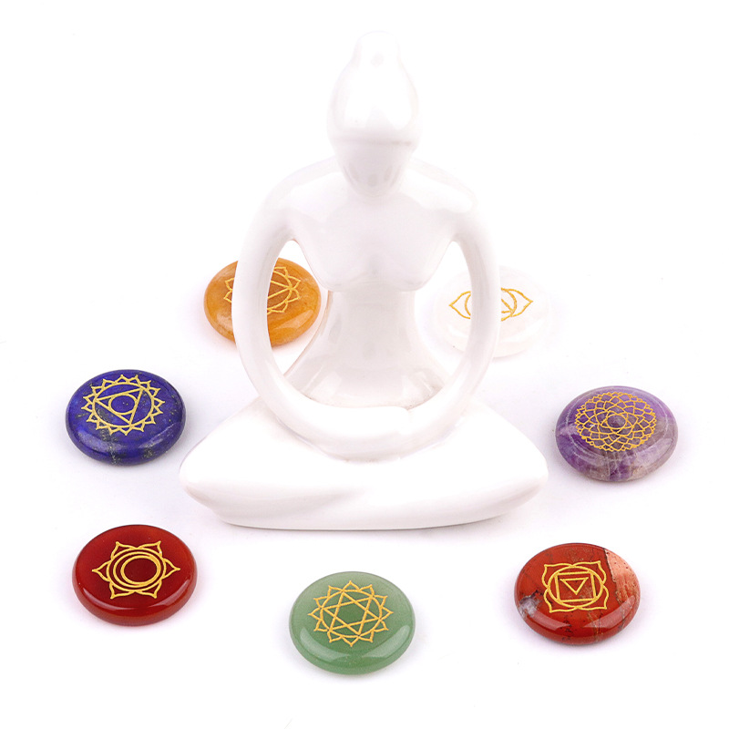 Healing Crystal Set - 7 개/대 천연석 비즈 장식품 라운드