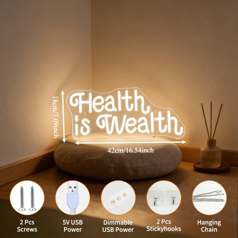 건강은 부입니다 네온사인 LED 마키 조명, 홈짐 장식 - Health Wellness Lifestyle 리뷰 및 가격